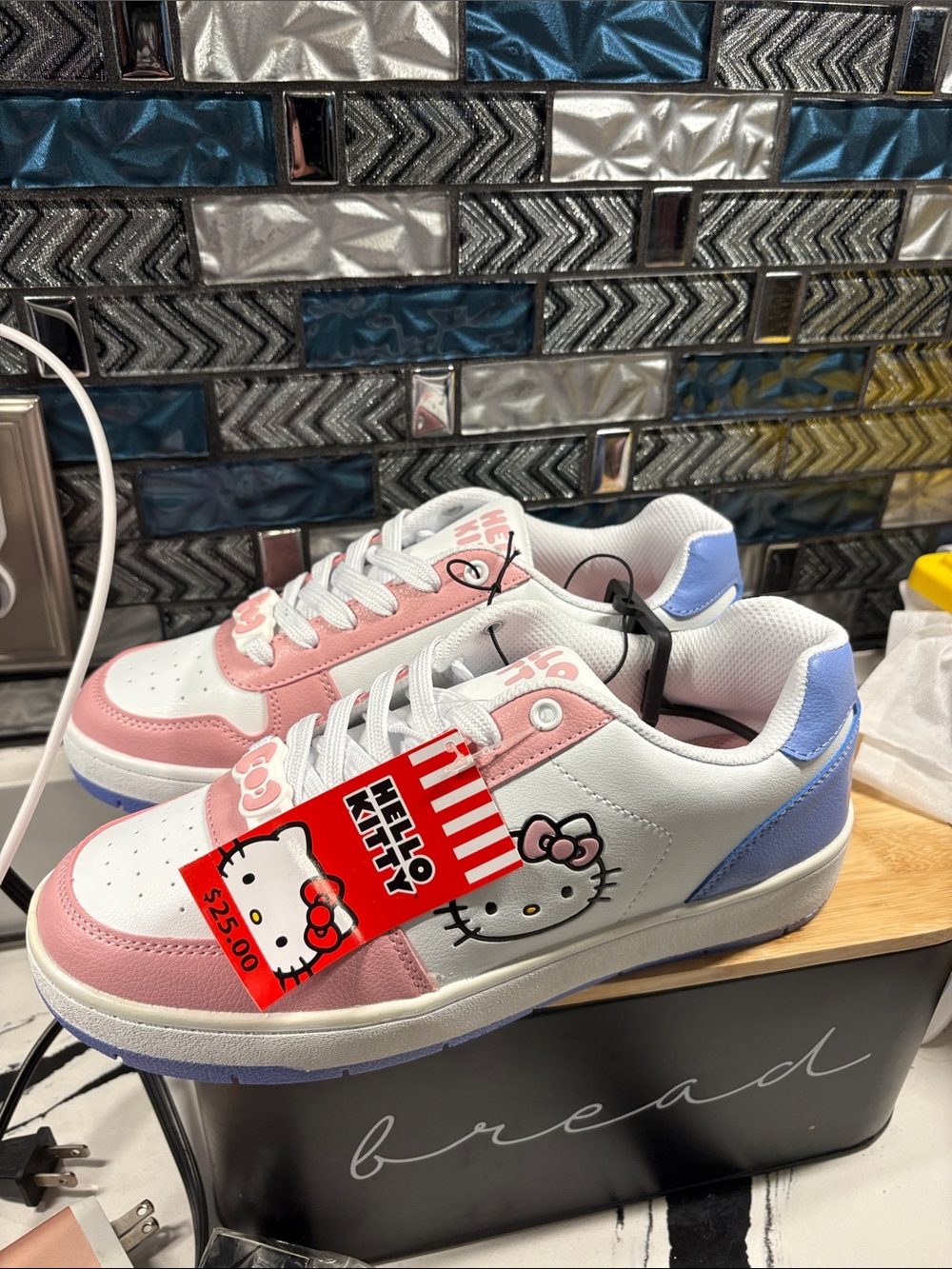 Hello Kitty White and Pink Low-Top Athletic Sneakers - Picture 2 of 7